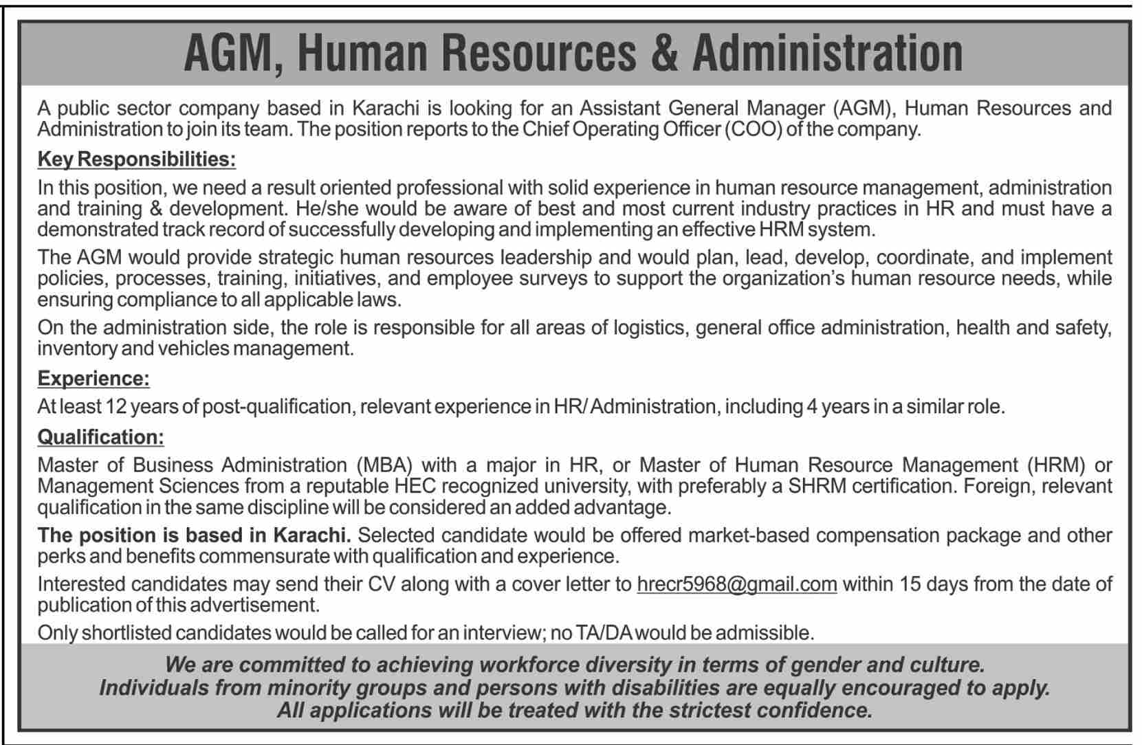 General Manager Assistant Jobs 2021 In Public Sector Company