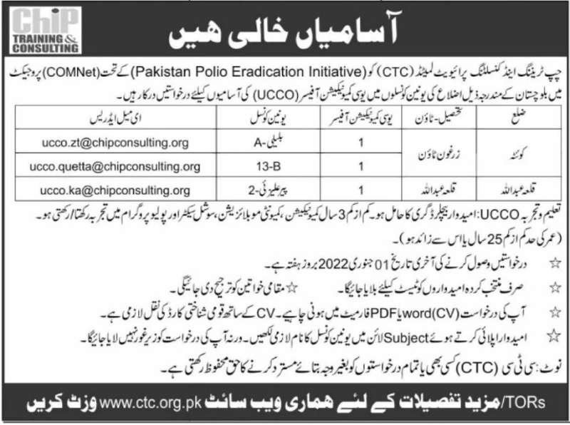 Pakistan Polio Eradication Initiative Jobs 2022