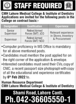 Senior Supervisor Lahore Jobs 2022