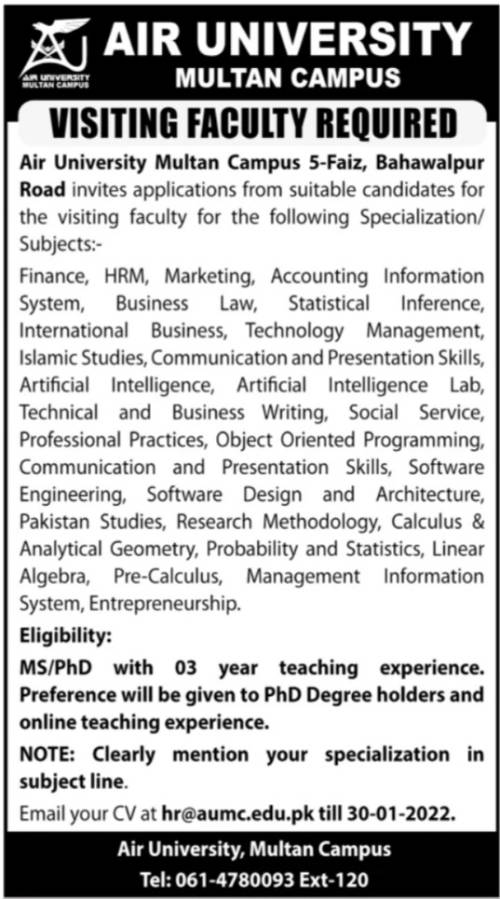 Visiting Faculty Staff Jobs 2022