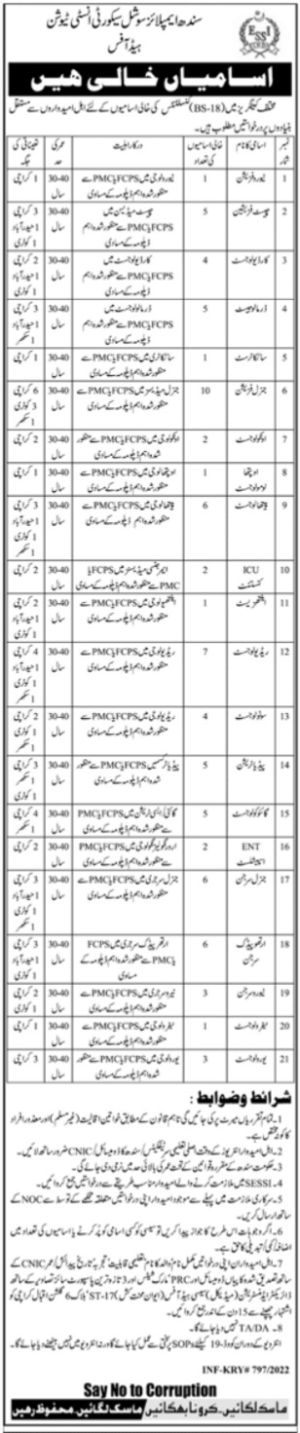 Sindh Employees Social Security Jobs 2022