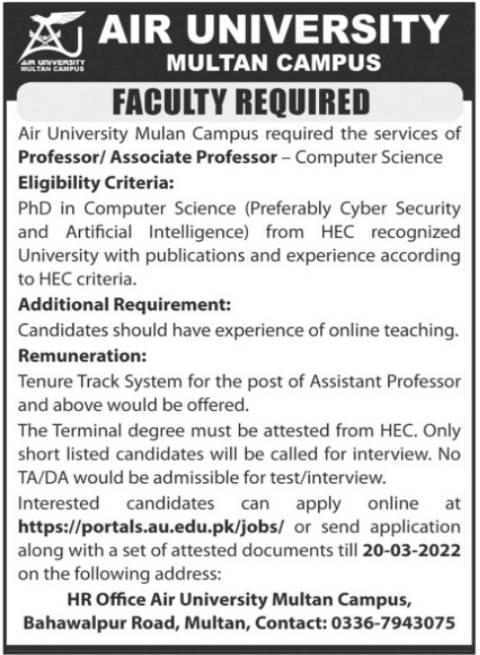 Faculty Required Jobs 2022
