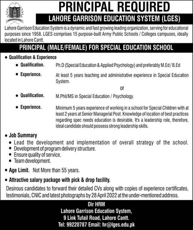 Principal Required Jobs 2022