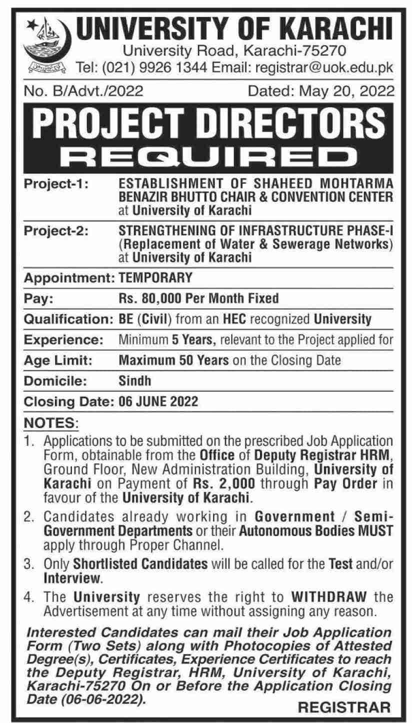 Jobs in University of Karachi UOK 2022