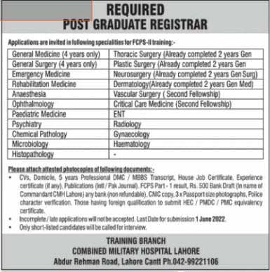 Post Graduate Registrar Jobs 2022