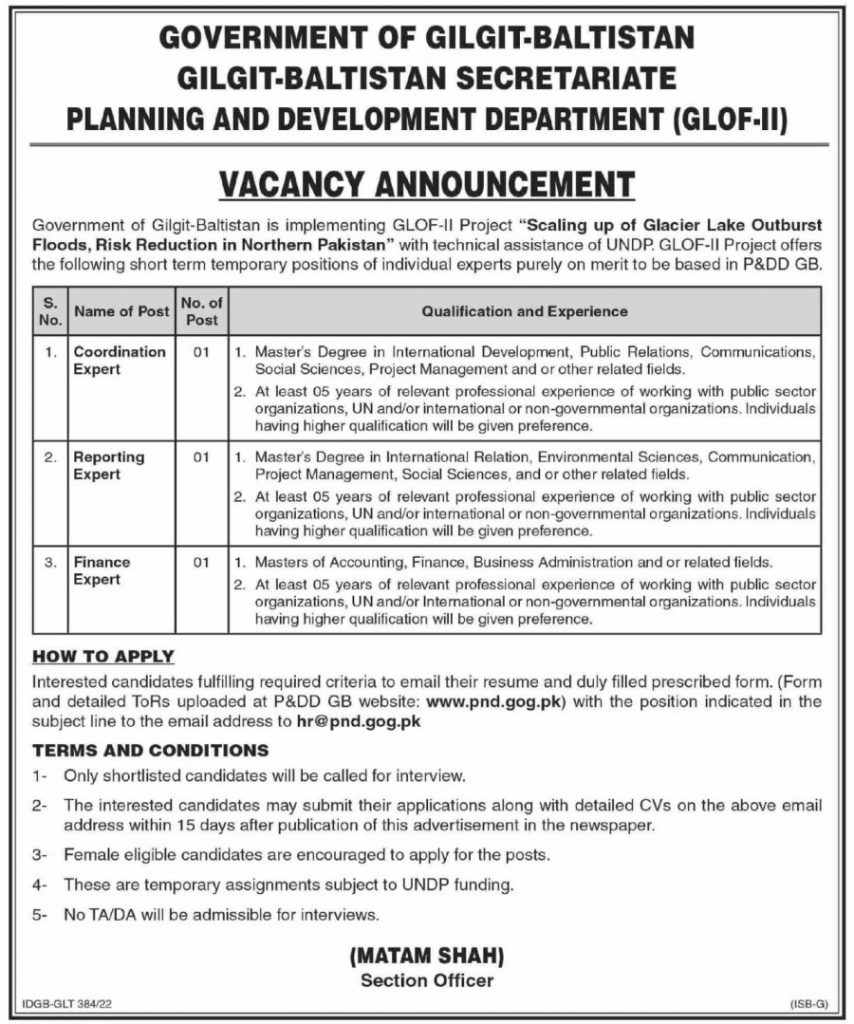 finance-expert-jobs-2022-in-planning-and-development-department