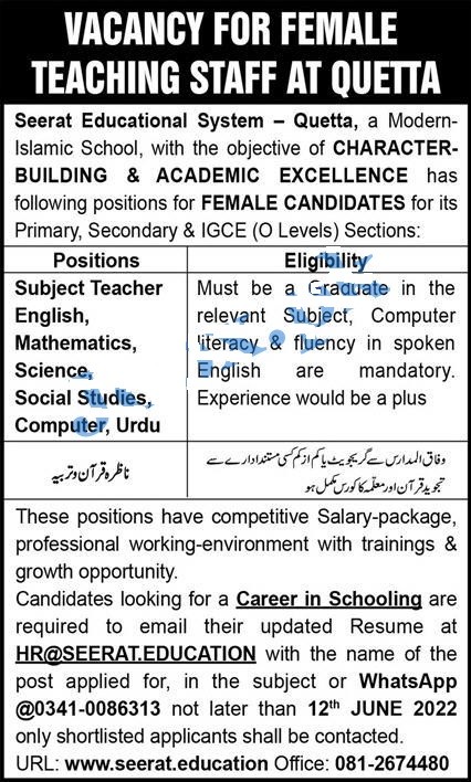 Urdu Teacher Jobs 2022