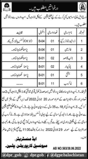 BPS-01 to BPS-04 Jobs 2022 in Municipal Corporation