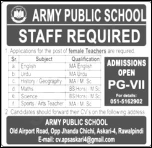 Army Public School Jobs 2022
