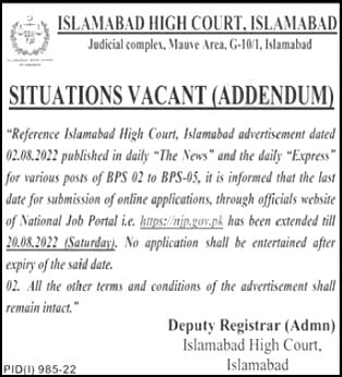 Islamabad High Court Jobs 2022