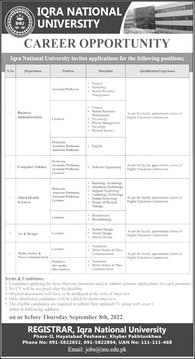 Professors and Lecturer Jobs 2022