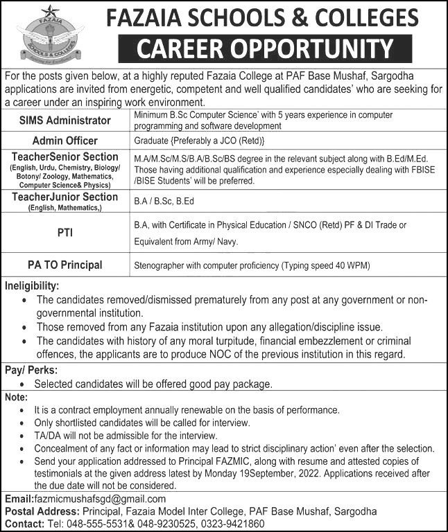 Teachers and Officers Jobs 2022