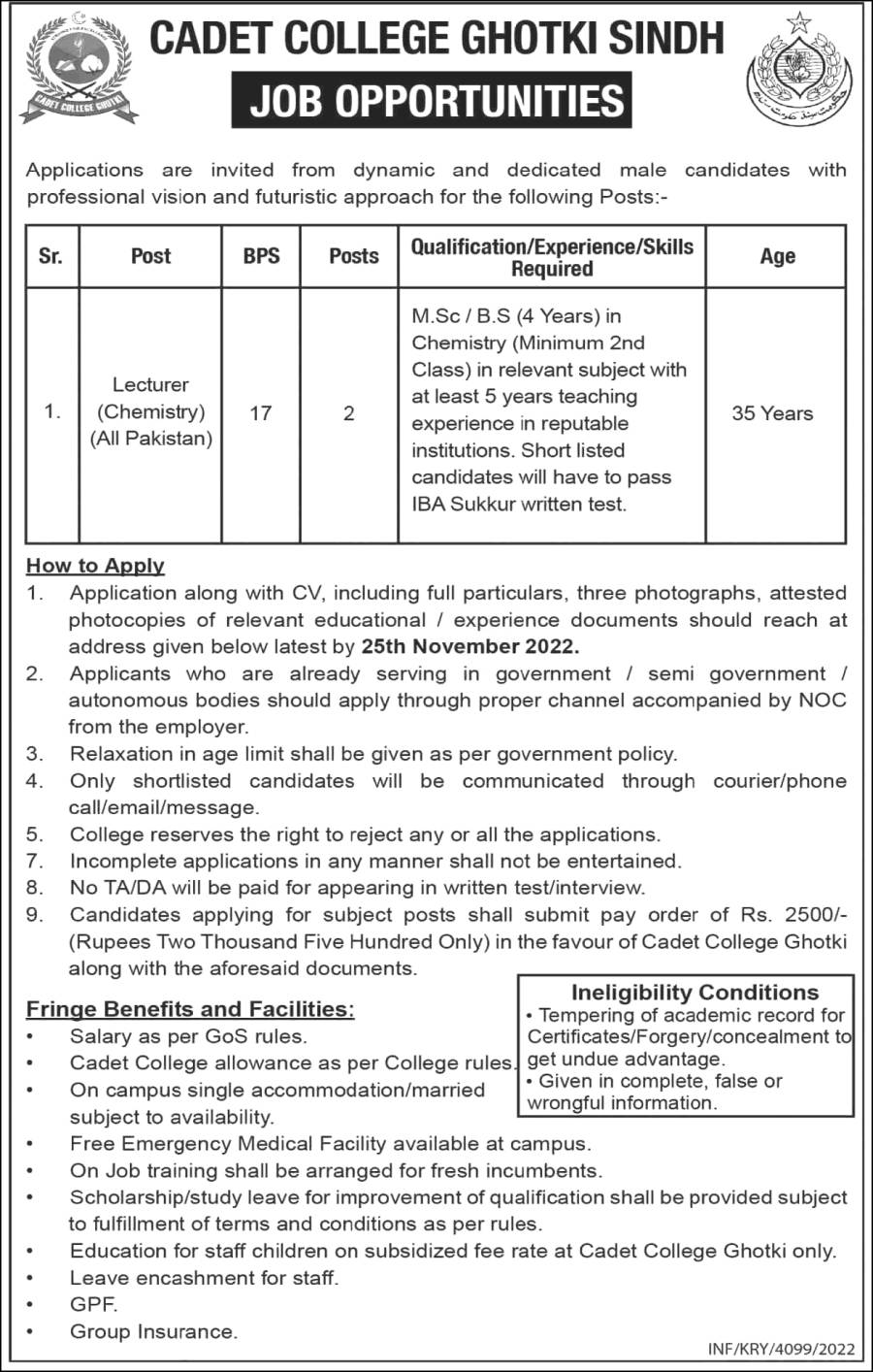 Lecturer Chemistry Jobs 2022 